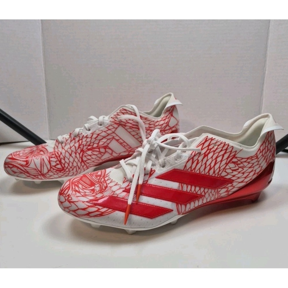 Adidas Adizero Football Cleats Mens Red White Graphic GV9090 Low Top New